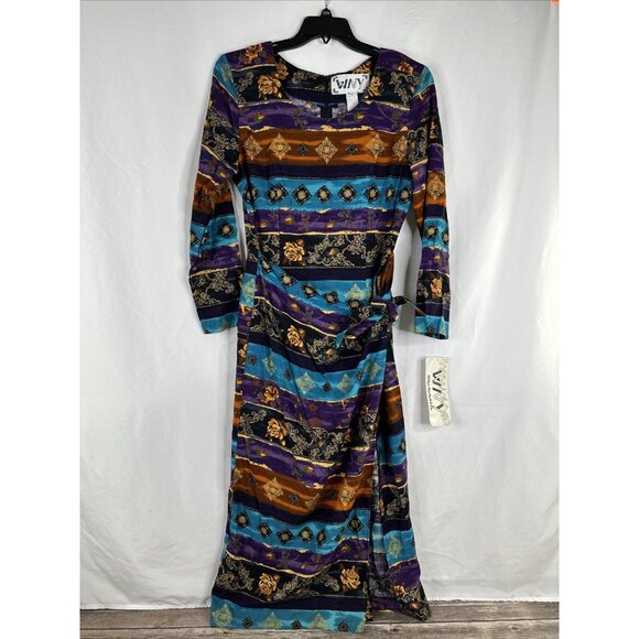 Willys New York & Co Dresses & Skirts - Vintage Wyllis New York & Co Maxi Dress Size 12 BOHO Side Slit DEADSTOCK New